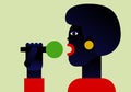 abstract illustration of a black woman singing into a microphone. Royalty Free Stock Photo
